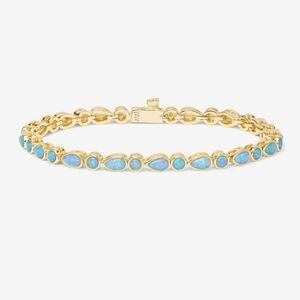 Melinda Maria Gold and Blue opal tennis isla Bracelet
